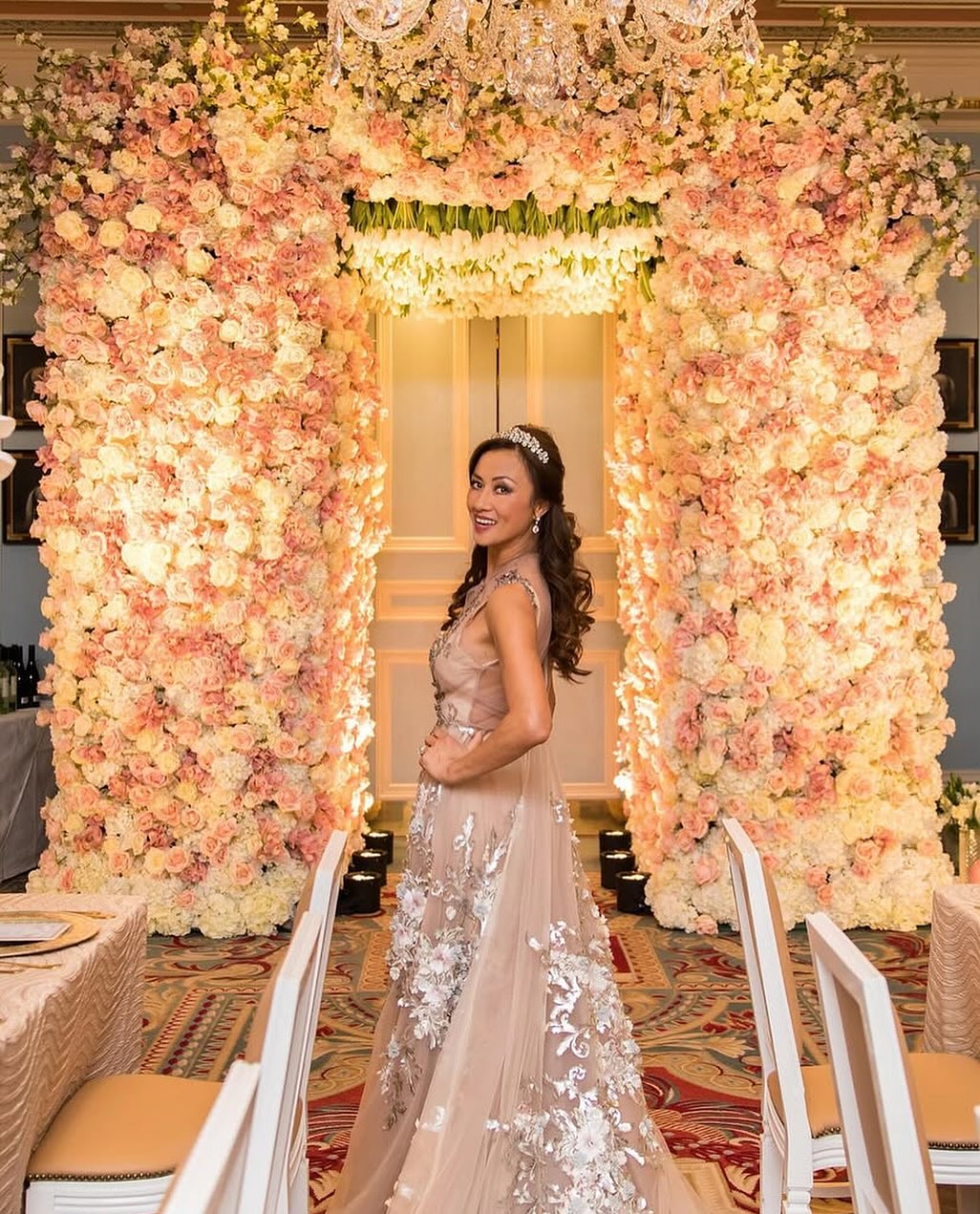 Karen Tran in a floral photoshoot
